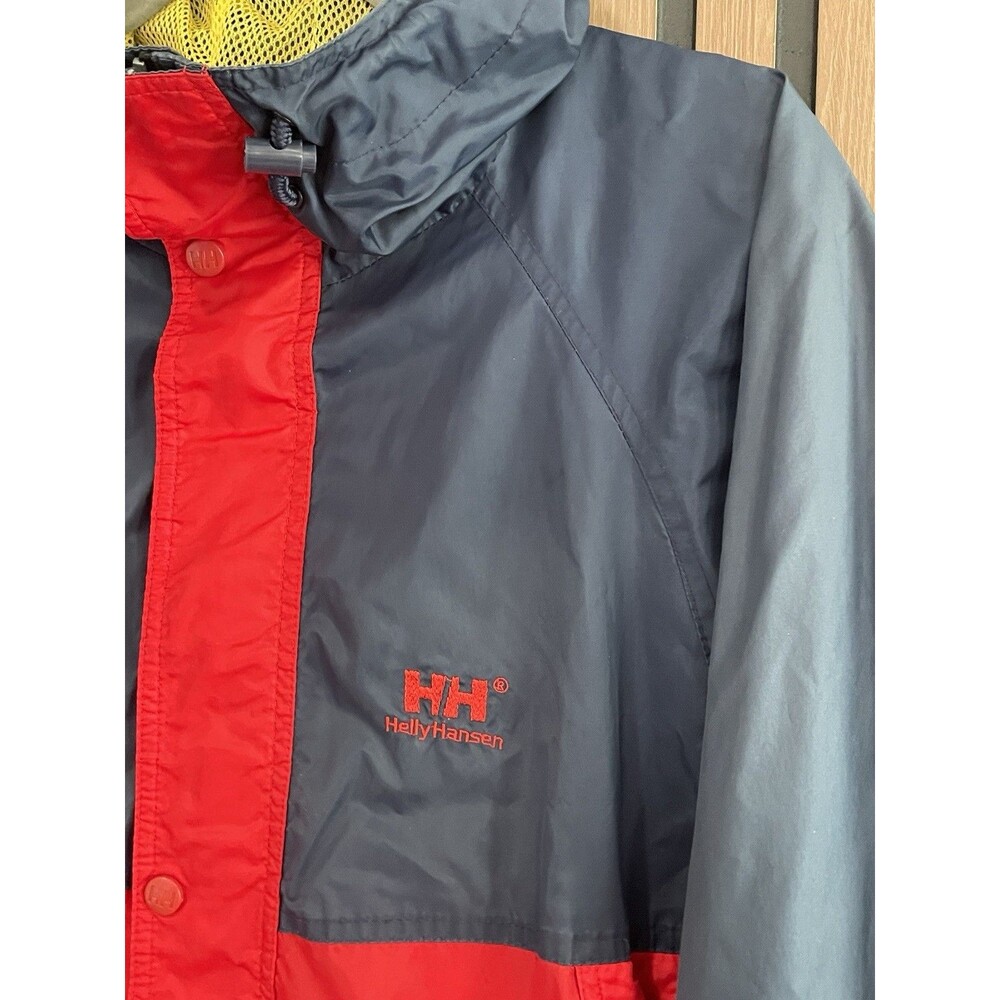Vintage 90s Helly Hansen Sailing Color Block Rain Jacket Men's S-M Red Blue - Picture 4 of 14